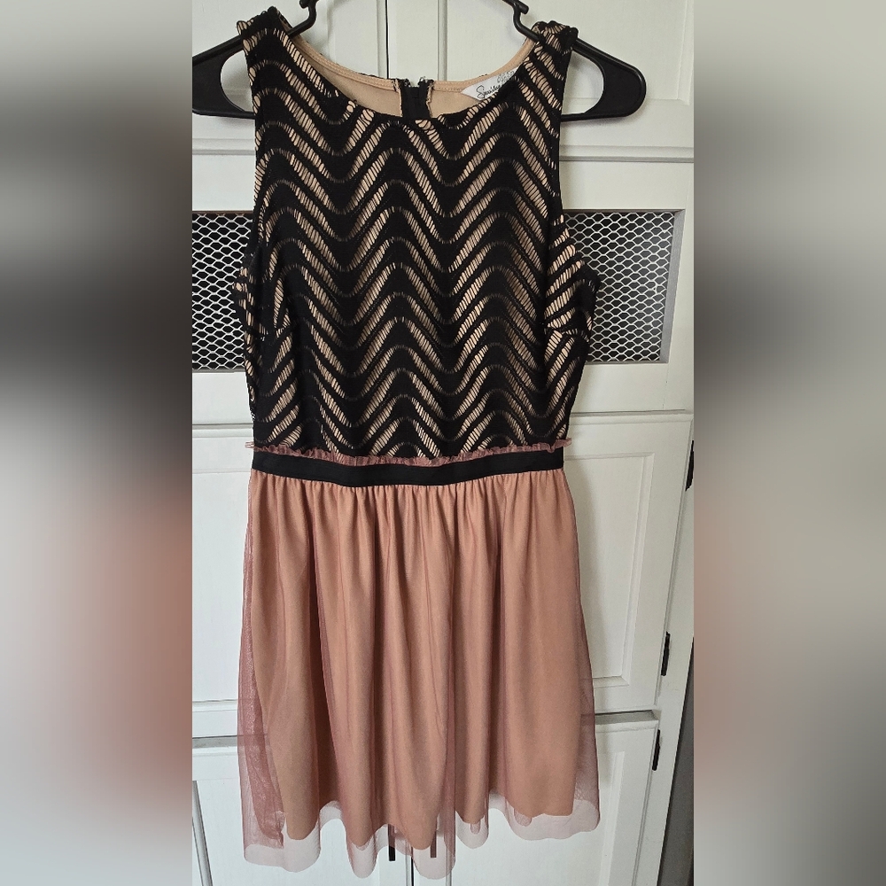 Speechless Black and Pink Chevron Midi Dress